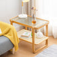 20.94" Tall Sled Side Table Asian Natural Side End Snack Table with Shelf