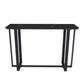 Industrial Black Iron Bar Dining Table Stone Top Indoor Bistro Table with Footrest Clearhalo 'Bar Furniture' 'Bar Tables' 'bar_tables' 'furn' 'furn_bar_tables' 'Furniture' 'furniture_bar_tables' 'Kitchen & Dining Furniture' 1200x1200_861f86d2-cfdc-4713-8db4-e912c2564dec