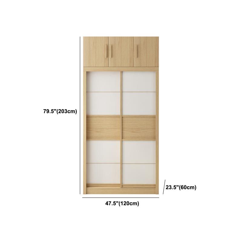 Modern Natural Wardrobe Armoire Engineered Wood Wardrobe with Drawer Clearhalo 'Armoires & Wardrobes' 'armoires_wardrobes' 'Bedroom Furniture' 'furn' 'furn_armoires_wardrobes' 'Furniture' 1200x1200_8621e24e-d144-455e-8a1c-62e833782348