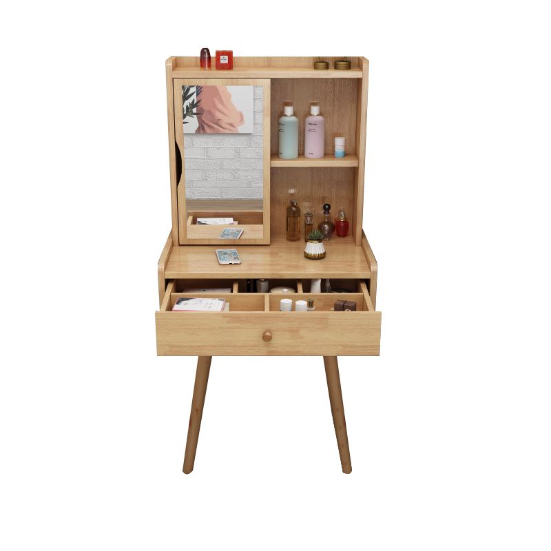 Tocador escandinavo con espejo y cajón de madera sólida
