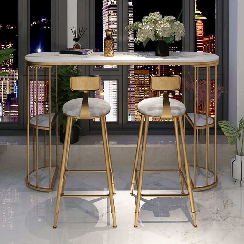Light Luxury Oval Bar Table Stone Top Metal Pedestal Pub Table for Dining Room Clearhalo 'Bar Furniture' 'Bar Tables' 'bar_tables' 'Furniture' 'furniture_bar_tables' 'Kitchen & Dining Furniture' 1200x1200_862584f8-670e-4c99-a8a9-24a24b0a5a55