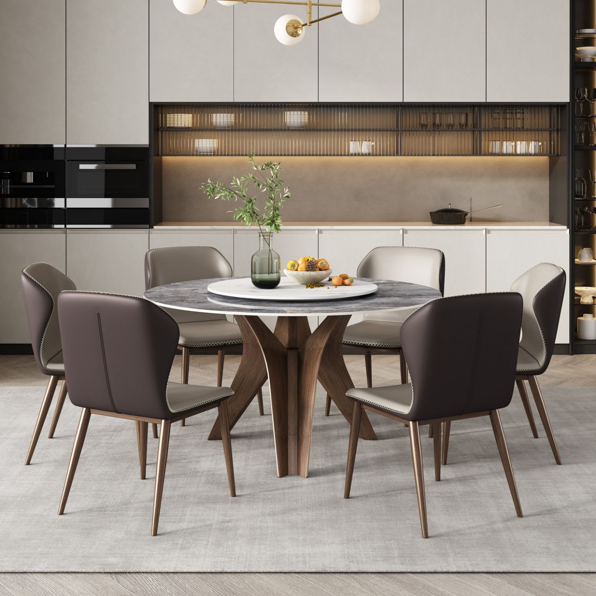 Modern Style Sintered Stone Dining Set Round 1/4/7 Pieces Dining Set for Home Use Clearhalo 'Dining Room Sets' 'Dining Tables & Seating' 'dining_room_set' 'furn' 'furn_dining_room_set' 'Furniture' 'Kitchen & Dining Furniture' 1200x1200_86263d64-56d8-4db8-b824-fd3e1c0cb30d