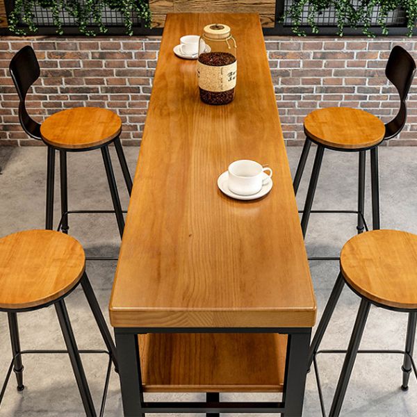 Modern Rectangle Bar Dining Table Wood Trestle Bar Height Table with Shelves Clearhalo 'Bar Furniture' 'Bar Tables' 'bar_tables' 'furn' 'furn_bar_tables' 'Furniture' 'furniture_bar_tables' 'Kitchen & Dining Furniture' 'kitchen&dining_furn' 'kitchen' 1200x1200_86281d14-f133-4187-91aa-e373df06aa12