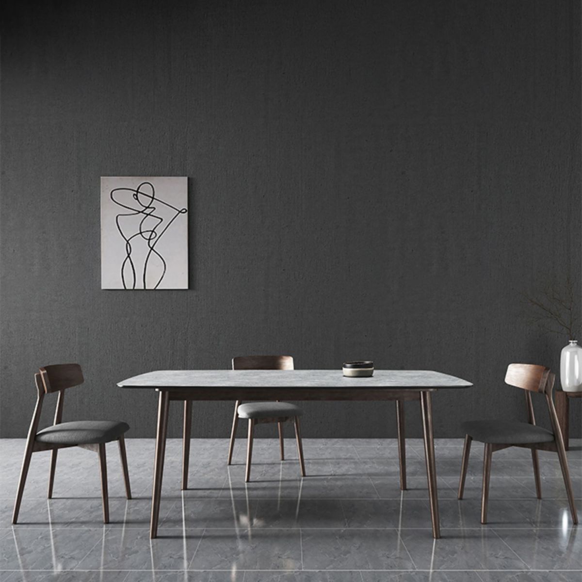 Rectangle Stone Top Dining Table Mid-Century Modern Dining Table with 4 Legs Clearhalo 'Dining Tables & Seating' 'Dining Tables' 'dining_table' 'furn' 'furn_dining_table' 'Furniture' 'furniture_dining_table' 'Kitchen & Dining Furniture' 'kitchen' 'kitchen_dining_table' 1200x1200_8628524d-f32a-4a33-8514-f1b1ce63da9e