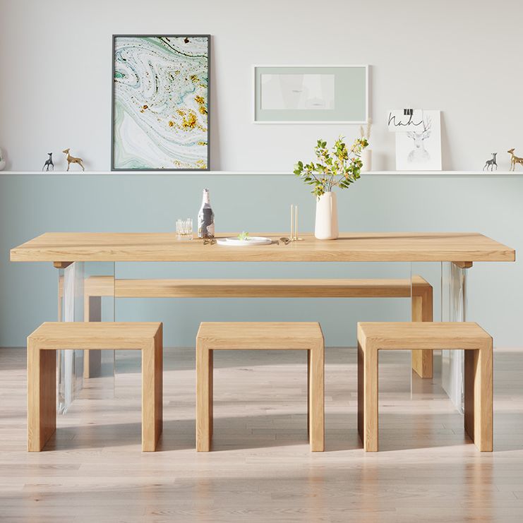 Contemporary Khaki Standard Dining Table Solid Wood Rectangle Dining Table with Double Pedestal Base Clearhalo ' dining_table' 'Dining Tables & Seating' 'Dining Tables' 'furn' 'furn_dining_table' 'Furniture' 'furniture_dining_table' 'Kitchen & Dining Furniture' 'kitchen&dining_furn' 'kitchen' 'kitchen_dining_table' 1200x1200_862ce7d5-1ab3-4889-8e9c-4e94e246e1e9