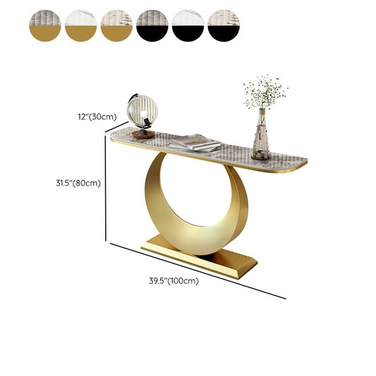 Glam Stone Console Accent Table Half Moon Console Sofa Table for Hall Clearhalo 'Console Tables' 'console_tables' 'Entry & Mudroom Furniture' 'furn' 'furn_console_tables' 'Furniture' 1200x1200_862d39ab-8214-49d3-adef-d930a8d0ebb5