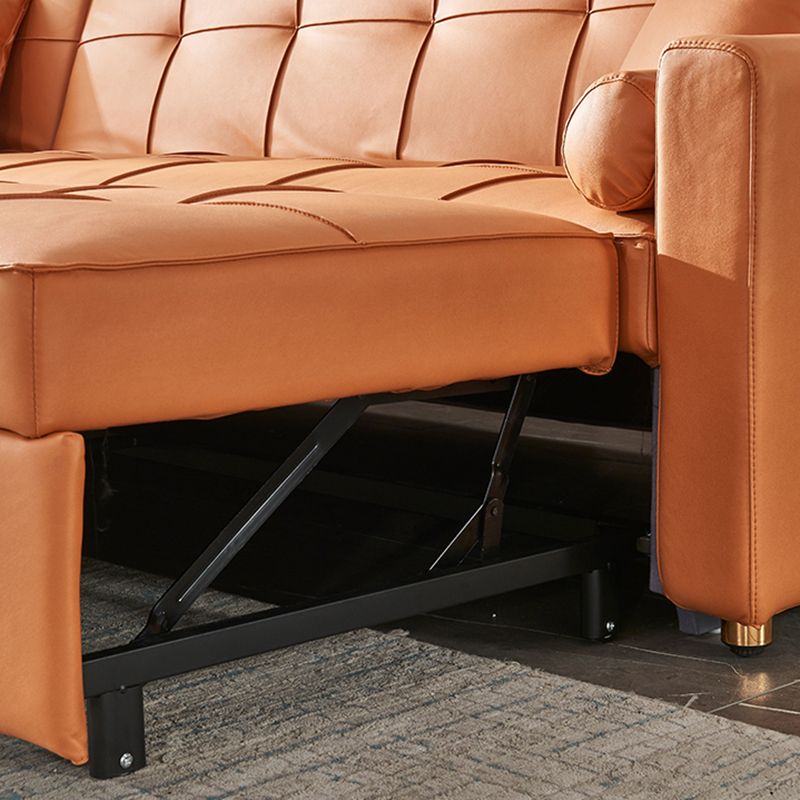 Square Arm Tan Removable Cushions Storage Manual L-Shape Sectional Sofa Bed Clearhalo 'furn' 'furn_sectionals' 'Furniture' 'furniture_sectionals' 'Living Room Furniture' 'Sectionals' 1200x1200_862d5c25-28c2-4802-bde4-3afa925fa3a4