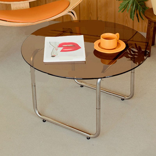 リビングルームのためのモダンなガラスコーヒーテーブルラウンドそりのコーヒーテーブル