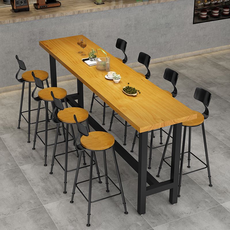 Juego de mesa de pub industrial de 1/2/9 piezas, mesa de bar rectangular y taburetes de bar sin brazos