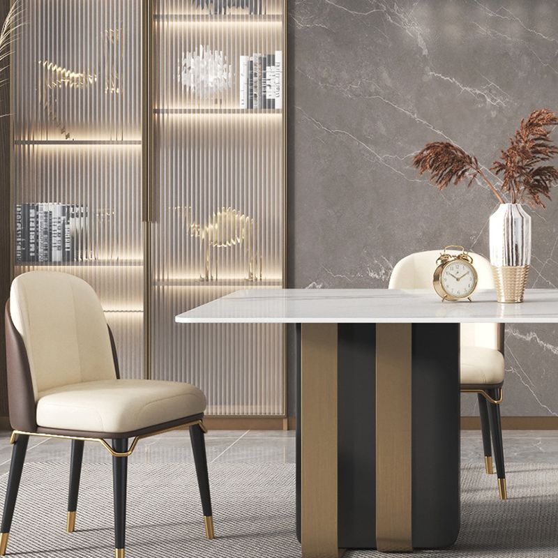 Luxury Sintered Stone Top Dining Table Rectangle Indoor Table with Double Pedestal Clearhalo 'Dining Tables & Seating' 'Dining Tables' 'dining_table' 'furn' 'furn_dining_table' 'Furniture' 'furniture_dining_table' 'Kitchen & Dining Furniture' 'kitchen' 'kitchen_dining_table' 1200x1200_8636330b-8e73-4cd0-9392-87b56fc67a41