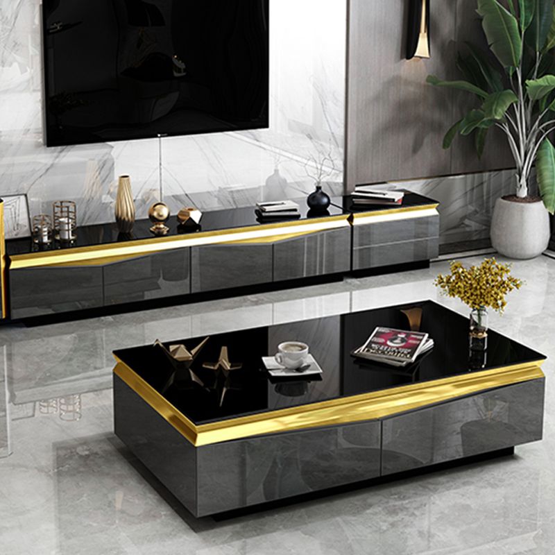 Gabinete de TV de vidrio y madera Preciosa consola de soporte de televisión en casa