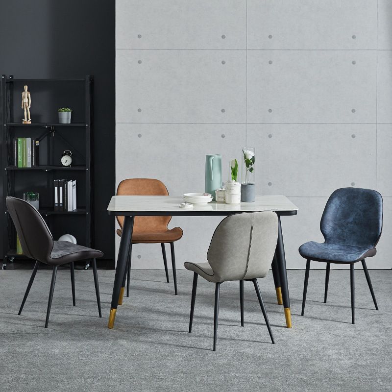 Modern Armless Dining Chairs Leather Wingback Side Chair with Metal Legs Clearhalo ' kitchen&dining_furn' 'Dining Chairs' 'Dining Tables & Seating' 'dining_chair' 'furn' 'furn_dining_chair' 'Furniture' 'furniture_dining_chair' 'Kitchen & Dining Furniture' 'kitchen' 1200x1200_863c7bee-35b6-48f7-b3ef-754a33c089ef