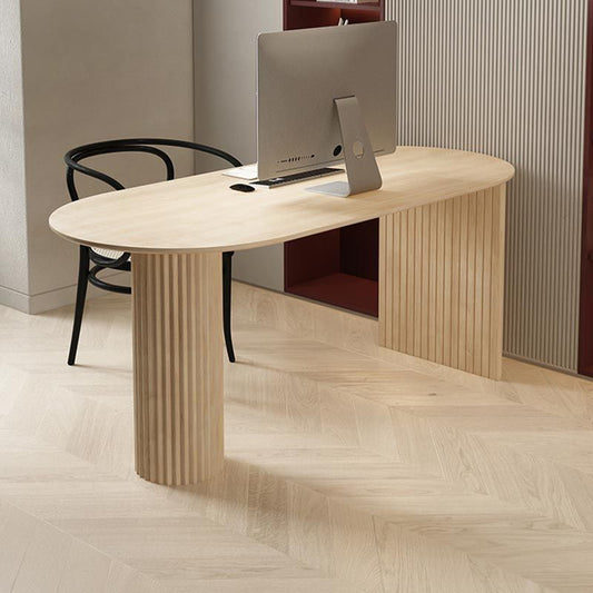 Minimalism Oval Dining Table Metal Double Pedestal Dining Table for Living Room Clearhalo 'Dining Tables & Seating' 'Dining Tables' 'dining_table' 'furn' 'furn_dining_table' 'Furniture' 'furniture_dining_table' 'Kitchen & Dining Furniture' 'kitchen' 'kitchen_dining_table' 1200x1200_863da683-90d9-4213-a080-b714c5df1fe4