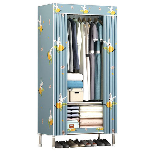 Eigentijdse garderobe metalen 1-deuren garderobe kast met stoffen staaf