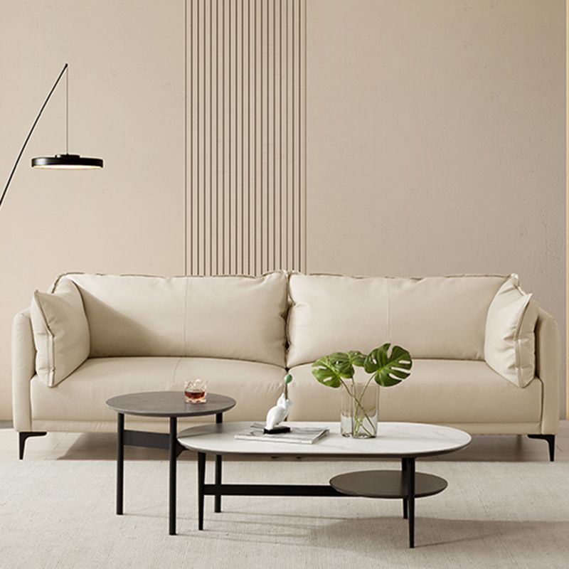 Eigentijdse vierkante arm sectionele echt lederen stationaire sectionele set