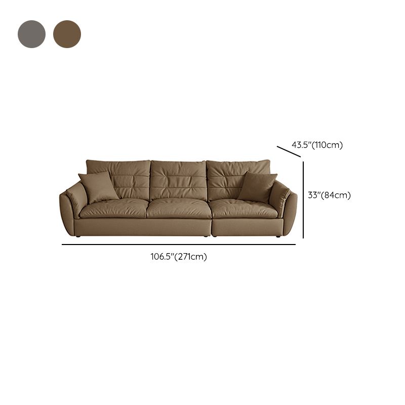 Contemporary 43.3" Wide Solid Color Faux Leather Flared Arm Sofa