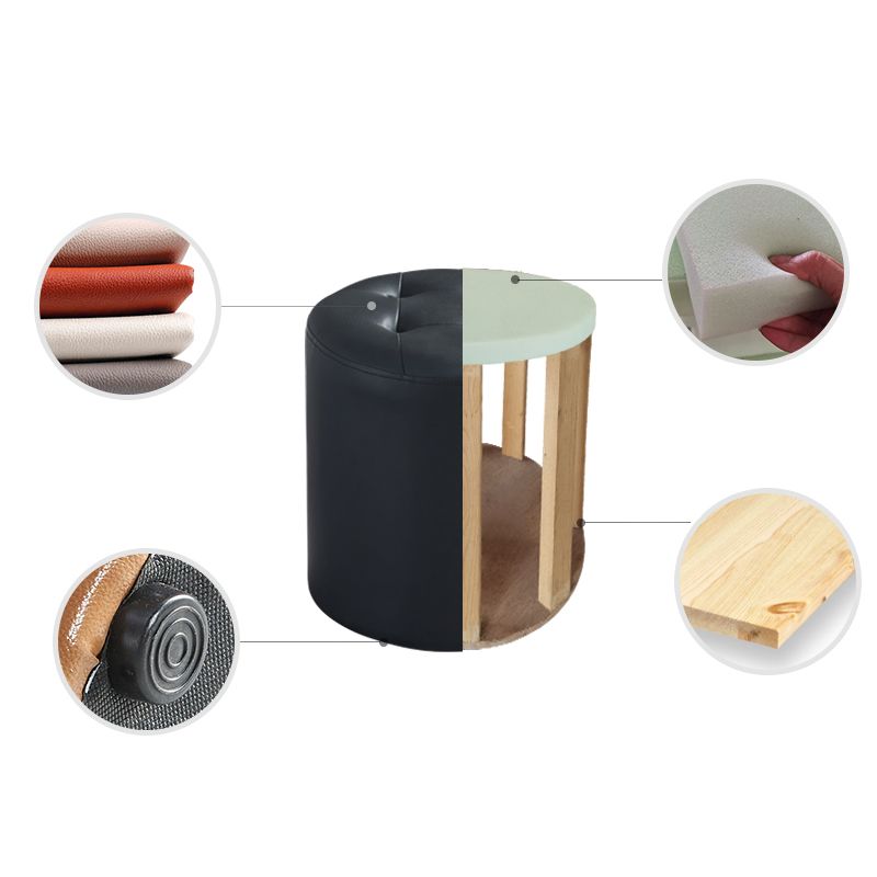 ラウンドフェイクレザーオットマングラム屋内固体ステイン耐性オットマン