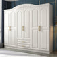 Engineered Wood Armoire Glam White Wardrobe Cabinet with 2 Drawers