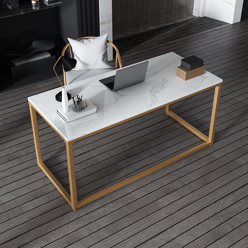 Glam Stone Office Desk 29.53-inch Tall Rectangular Writing Desk Clearhalo 'furn' 'furn_office_desk' 'Furniture' 'Office Desks' 'Office Furniture' 'office_desk' 1200x1200_864538f3-99c1-4e39-9952-2598f86be485