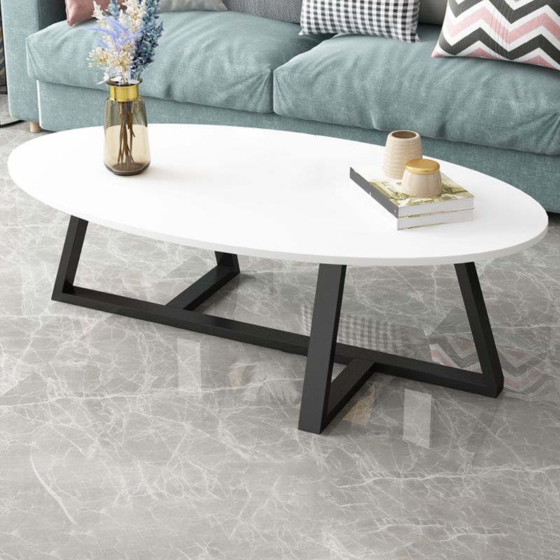 Glam Single Oval Coffee Table Cross Legs Coffee Cocktail Table Clearhalo 'Coffee & Accent Tables' 'Coffee Tables' 'coffee_tables' 'furn' 'furn_coffee_tables' 'Furniture' 'Living Room Furniture' 1200x1200_8646baa9-3350-442f-a340-c1b08c391173