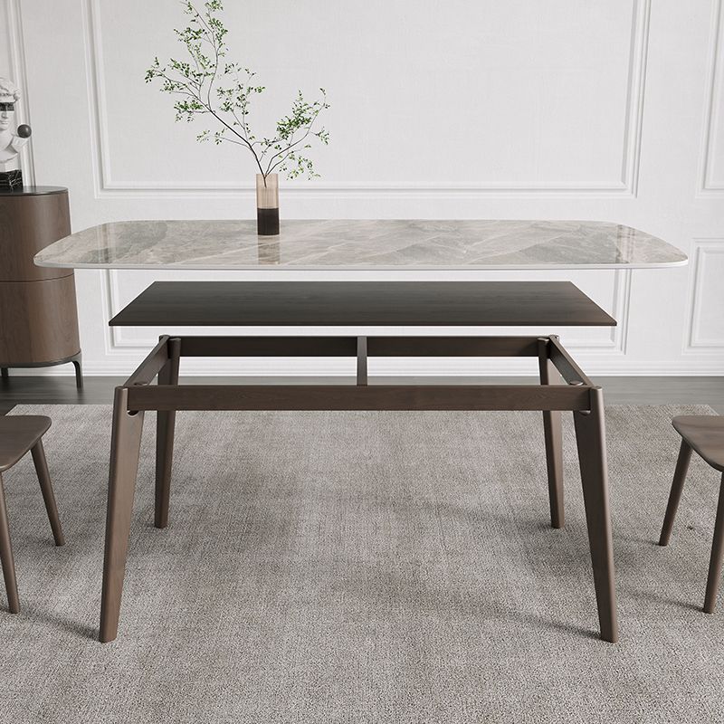 Modern Stone Dining Room Table for 2-6 Person Grey Rectangular Top Clearhalo 'Dining Tables & Seating' 'Dining Tables' 'dining_table' 'furn' 'furn_dining_table' 'Furniture' 'Kitchen & Dining Furniture' 1200x1200_864787b7-b456-4695-ae30-62c325743be6
