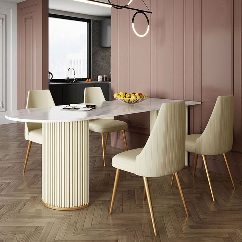 Metal Contemporary Free Form Dining Table Sintered Stone Table for Dining Room Clearhalo ' dining_table' 'Dining Tables & Seating' 'Dining Tables' 'furn' 'furn_dining_table' 'Furniture' 'furniture_dining_table' 'Kitchen & Dining Furniture' 'kitchen&dining_furn' 'kitchen' 'kitchen_dining_table' 1200x1200_8647cbc4-8d72-4779-8797-133586dc6d47