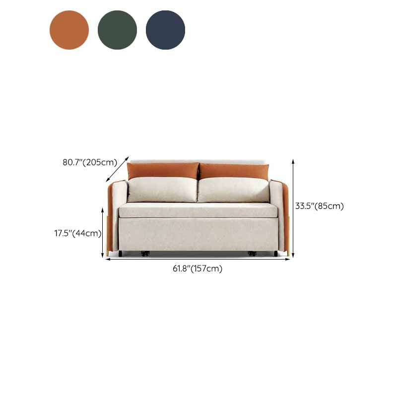 Faux Leather Sofa Bed Contemporary Sofa with Pillows for Bonus Room