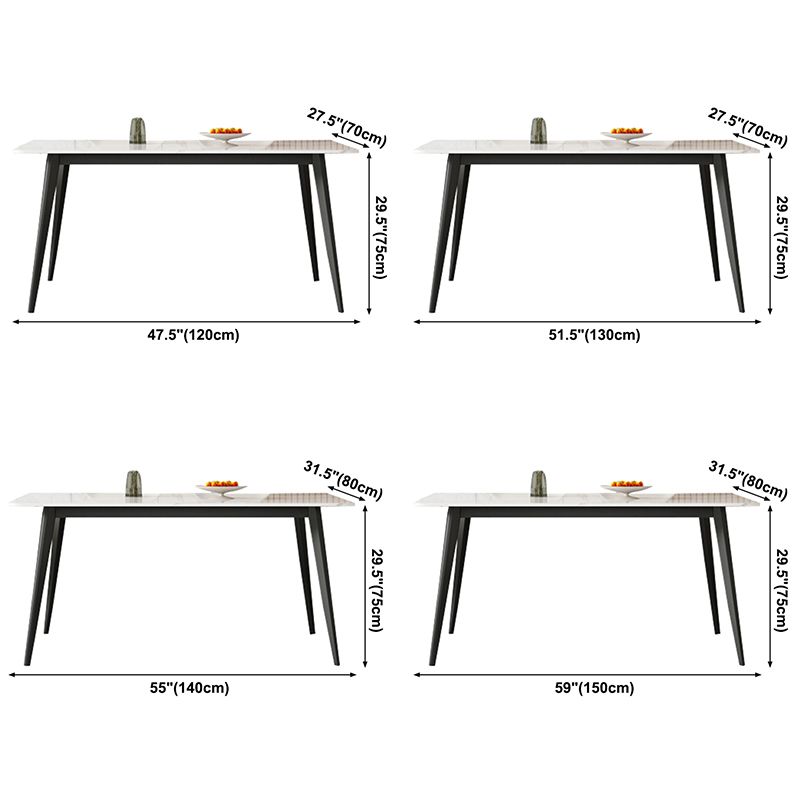 Contemporary Style Sintered Stone Dining Table Rectangular 4 Legs Table in White Clearhalo ' dining_table' 'Dining Tables & Seating' 'Dining Tables' 'furn' 'furn_dining_table' 'Furniture' 'furniture_dining_table' 'Kitchen & Dining Furniture' 'kitchen&dining_furn' 'kitchen' 'kitchen_dining_table' 1200x1200_864a32c1-29bb-45ee-8fed-2a5c0569a0ba