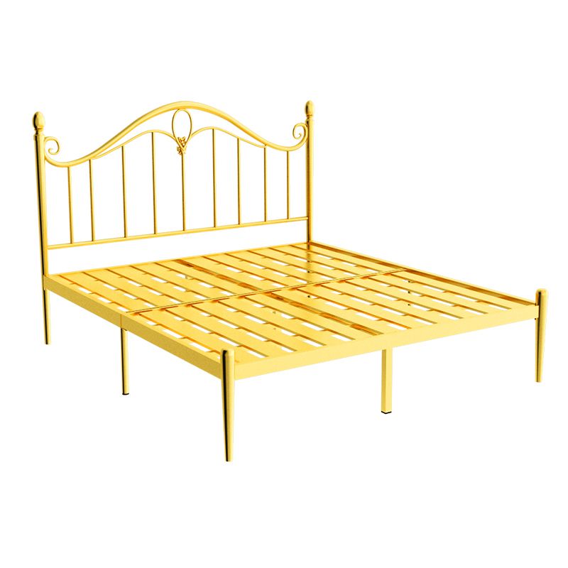 Letto a filo aperto da 45 "a base di metallo standard glam alto con testiera ad arco