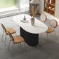 Oval Sintered Stone Dining Table Modern Home Dining Table with Wood Pedestal Base