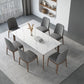 Dining Room Set Minimalist with Solid Wood Dining Table and Upholstered Chairs Clearhalo 'Dining Room Sets' 'Dining Tables & Seating' 'dining_room_set' 'furn' 'furn_dining_room_set' 'Furniture' 'furniture_dining_room_set' 'Kitchen & Dining Furniture' 'kitchen&dining_furn' 'kitchen' 1200x1200_864daf9e-964e-4f5c-aee9-05e4961dbbce