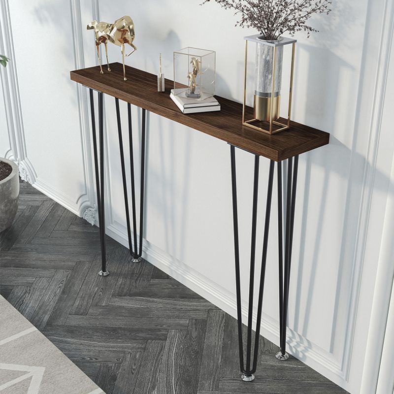 Tavolo da console top in legno massiccio da 31,5 "H con gambe metalliche moderne