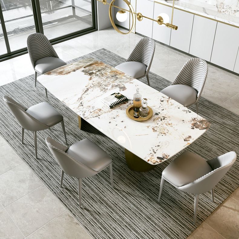 Modern Sintered Stone Table Dining Rectangle Table with Metal Legs for Home Use Clearhalo 'Dining Tables & Seating' 'Dining Tables' 'dining_table' 'furn' 'furn_dining_table' 'Furniture' 'Kitchen & Dining Furniture' 1200x1200_864edf49-eae0-41cc-8a81-a73509aa70a4
