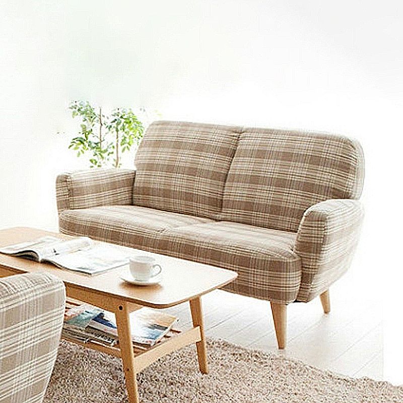 Contemporary Fabric Settee Stain Resistant Tight Seat Sofa for Living Room