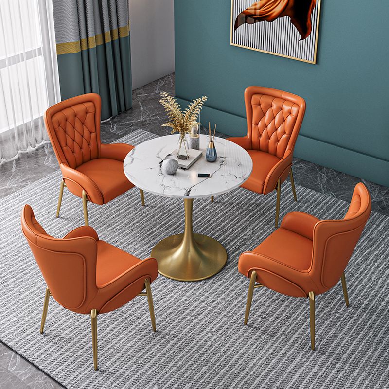 Round Golden Base Dining Table Glam Stone Table for Dining Room Clearhalo 'Dining Tables & Seating' 'Dining Tables' 'dining_table' 'furn' 'furn_dining_table' 'Furniture' 'Kitchen & Dining Furniture' 1200x1200_86512fcc-63b3-4601-ad25-c9d0f9990cb7