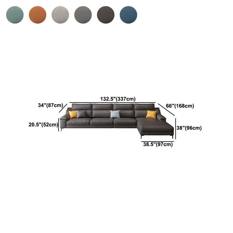 Faux leather Sloped Arms Sectionals,133" * 34" * 38" Sectional Sofa Clearhalo 'furn' 'furn_sectionals' 'Furniture' 'Living Room Furniture' 'Sectionals' 1200x1200_865290b6-aadb-4b81-88d0-4b1bd97c433a