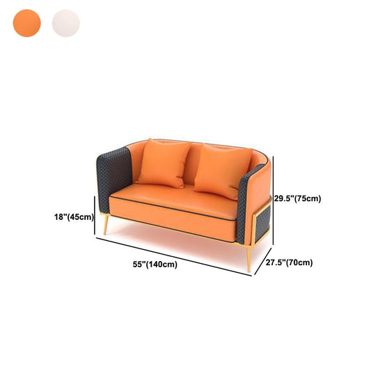 Moderne Smoking -Armsofa 29,53 "H Faux Ledersitz mit goldenem Rahmen