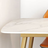 Set da tavolo da pranzo rettangolare glam 1/3/4/5 pezzi Dinette Set con top in pietra sinterizzata bianca