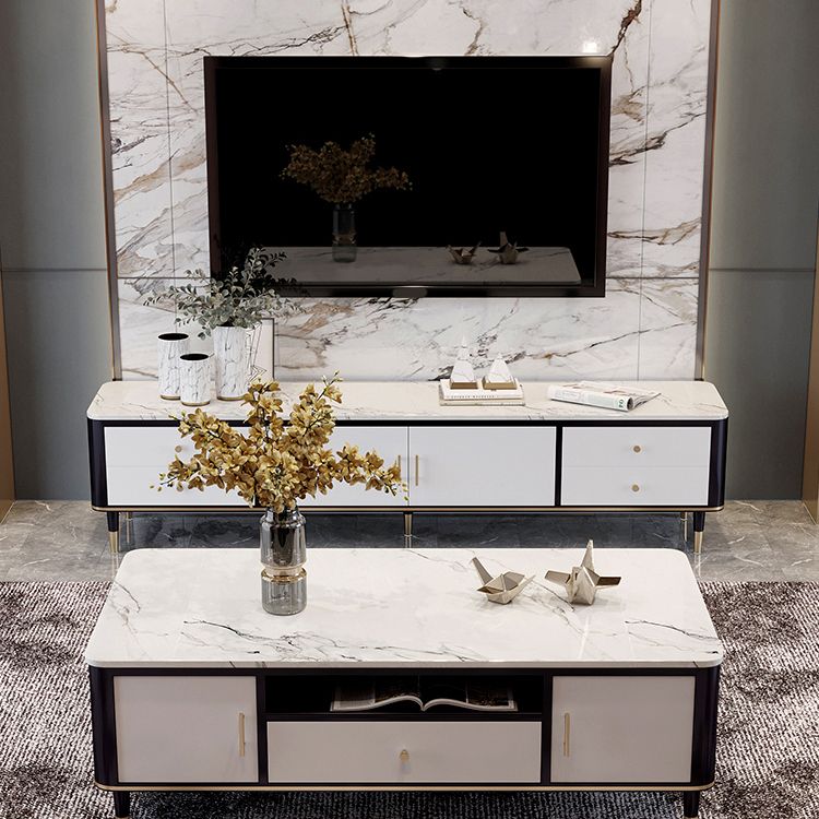 Glam TV Stand Enclosed Storage TV Stand Console with Cabinet