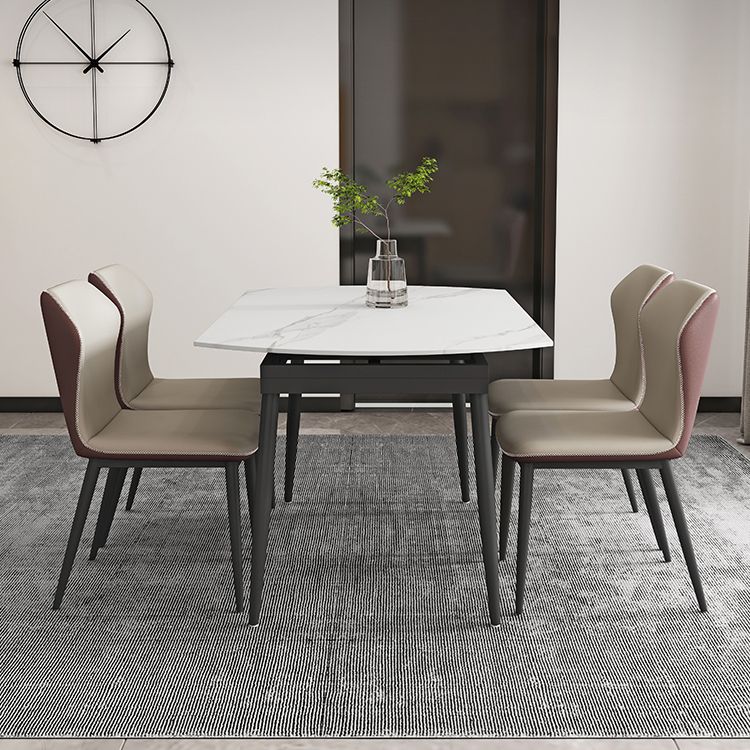 Foldable Sintered Stone Top Dining Table Round Table with Metal Base and 4 Legs Clearhalo ' dining_table' 'Dining Tables & Seating' 'Dining Tables' 'furn' 'furn_dining_table' 'Furniture' 'furniture_dining_table' 'Kitchen & Dining Furniture' 'kitchen&dining_furn' 'kitchen' 'kitchen_dining_table' 1200x1200_865b41d2-e490-4e14-8a80-7ab883eb1069