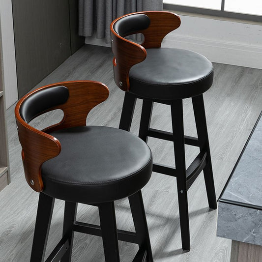 Scandinavian Wood Upholstered Counter Stools Low Back Bar Stools with Round Seat Clearhalo 'Bar Furniture' 'Bar Stools' 'bar_stools' 'furniture_bar_stools' 'Kitchen & Dining Furniture' 'kitchen&dining_furn' 'kitchen' 'kitchen_furn' Furniture' 1200x1200_865eecf3-9e41-4374-97a6-27835768a5f3