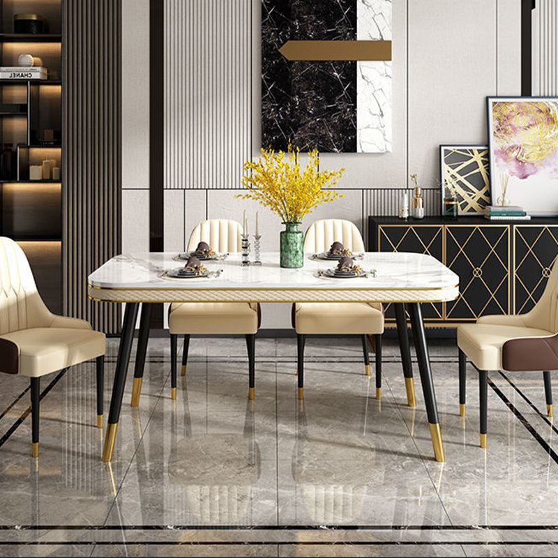 Rectangle Dining Table Traditional Luxury Dining Table with 4 Legs Clearhalo 'Dining Tables & Seating' 'Dining Tables' 'dining_table' 'furn' 'furn_dining_table' 'Furniture' 'furniture_dining_table' 'Kitchen & Dining Furniture' 'kitchen' 'kitchen_dining_table' 1200x1200_865fdfa3-d3c1-4b28-8f6a-fedec9241c26