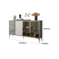 Contemporary Gray Sideboard Wood Buffet Server with Glass Doors