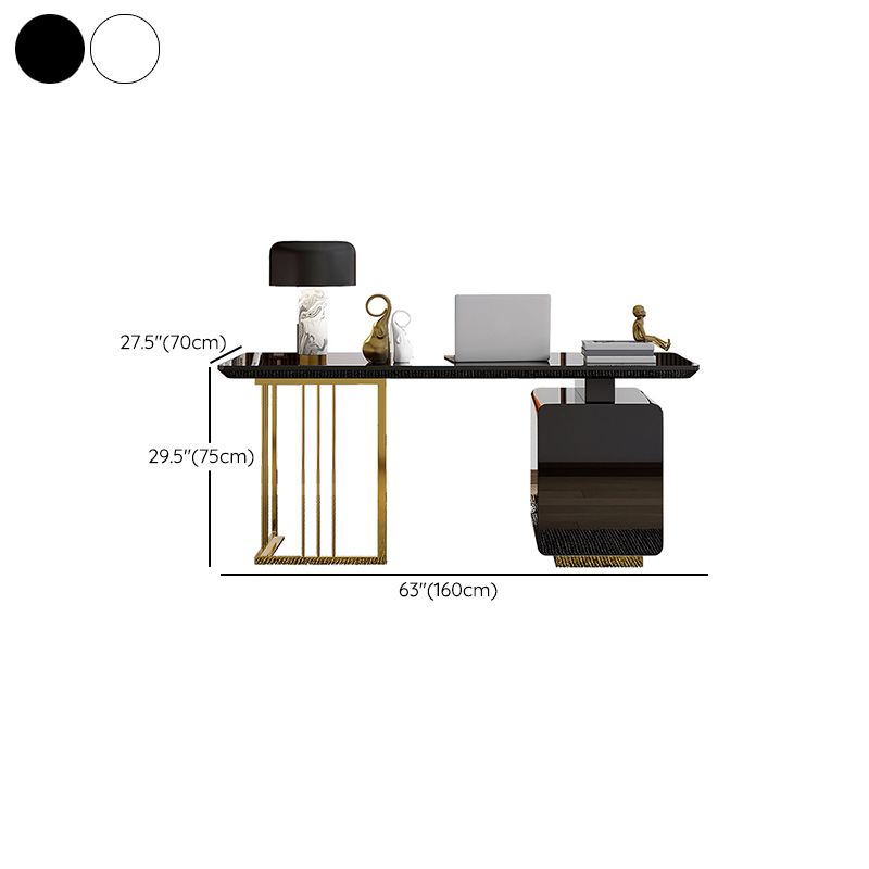 Modern Glass Office Working Table Rectangle Writing Desk with Drawers Clearhalo 'furn' 'furn_office_desk' 'Furniture' 'Office Desks' 'Office Furniture' 'office_desk' 1200x1200_86604513-7e01-4de3-8d90-c4435e8b73cb