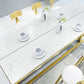 White Glam Style Bar Table in Faux Marble and Metal Milk Tea Shop Bar Table Clearhalo 'Bar Furniture' 'Bar Tables' 'bar_tables' 'furn' 'furn_bar_tables' 'Furniture' 'furniture_bar_tables' 'Kitchen & Dining Furniture' 1200x1200_8660df59-94d9-4a3e-af02-44a916d56740