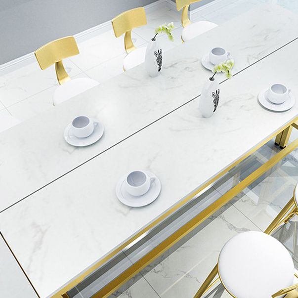 White Glam Style Bar Table in Faux Marble and Metal Milk Tea Shop Bar Table Clearhalo 'Bar Furniture' 'Bar Tables' 'bar_tables' 'furn' 'furn_bar_tables' 'Furniture' 'furniture_bar_tables' 'Kitchen & Dining Furniture' 1200x1200_8660df59-94d9-4a3e-af02-44a916d56740
