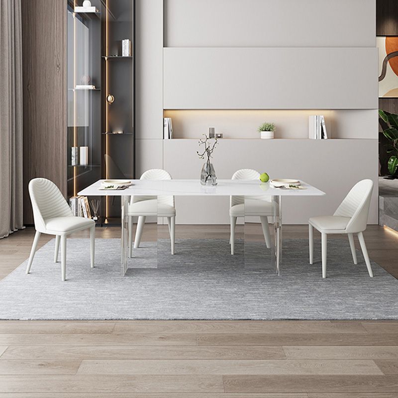 Medieval Modern Stone Dining Table Double Pedestal Rectangle Table for Dining Room Clearhalo 'Dining Tables & Seating' 'Dining Tables' 'dining_table' 'furn' 'furn_dining_table' 'Furniture' 'Kitchen & Dining Furniture' 1200x1200_8660e27c-0447-4d97-be9b-d398c16fba0a