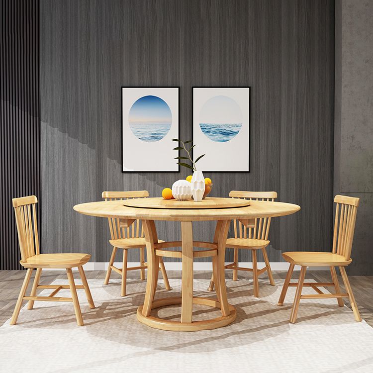 Table ronde moderne en bois massif, avec plateau tournant, pour la maison