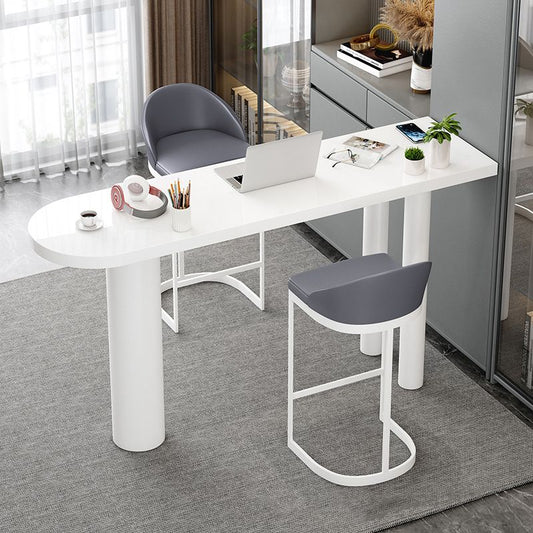 Stone Top Bar Dining Table Contemporary White Bar Dining Table with 3 Legs Clearhalo 'Bar Furniture' 'Bar Tables' 'bar_tables' 'furn' 'furn_bar_tables' 'Furniture' 'furniture_bar_tables' 'Kitchen & Dining Furniture' 1200x1200_86638474-5e61-4b96-832e-cfd854d265cf