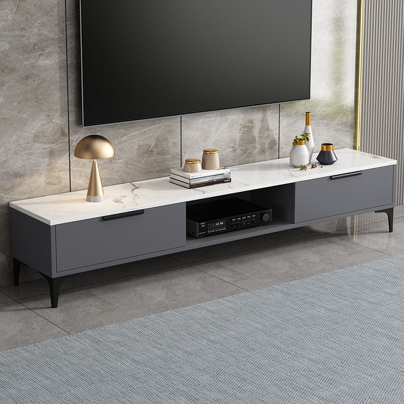16 - Inch H Wood / Stone TV Console , Minimalist TV Cabinet - Grey / White Clearhalo 'furn' 'furn_tv_stands_entertainment_centers' 'Furniture' 'Living Room Furniture' 'TV Stands & Entertainment Centers' 'TV Stands & Media Storage Furniture' 'tv_stands_entertainment_centers' 1200x1200_866698e9-e2ff-4a1c-8941-08f78392f569
